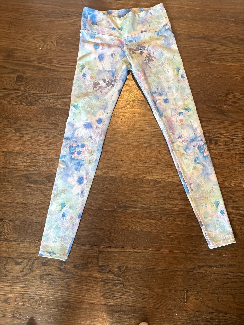 Pastel Watercolor Print Leggings - Multicolor